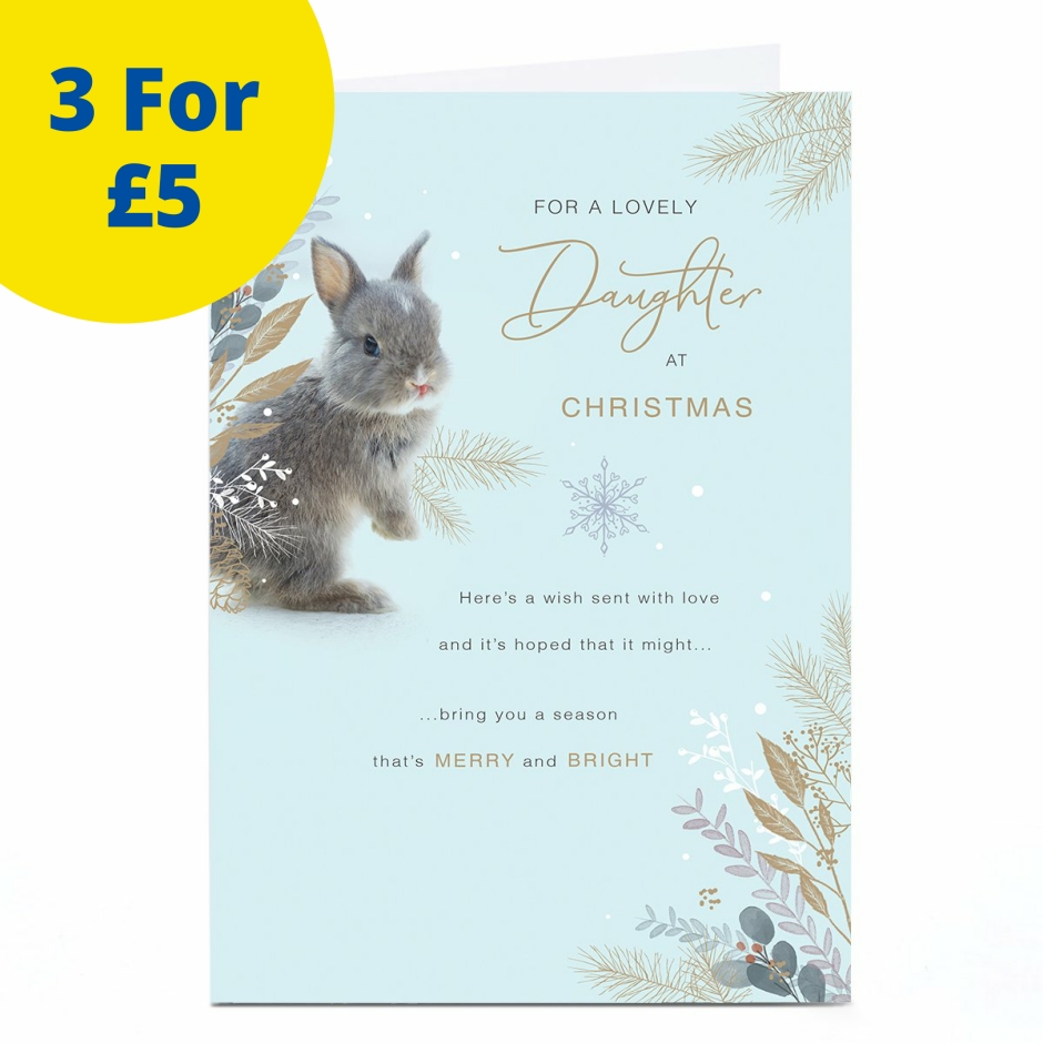 Image of Christmas Card - Cute Winter Rabbit, Daughter | Christmas Cards