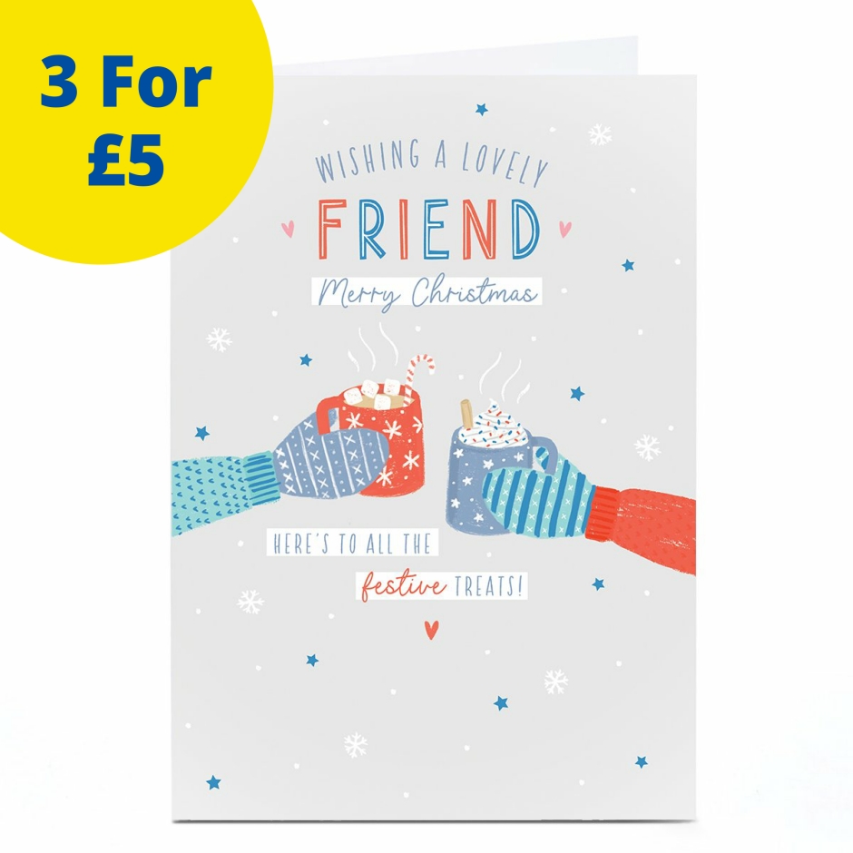 Image of Christmas Card - Gloved Hands with Hot Drinks, Friend | Christmas Cards