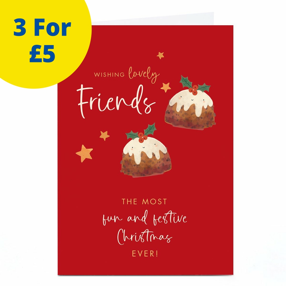 Image of Christmas Card - Christmas Puddings, Friends | Christmas Cards