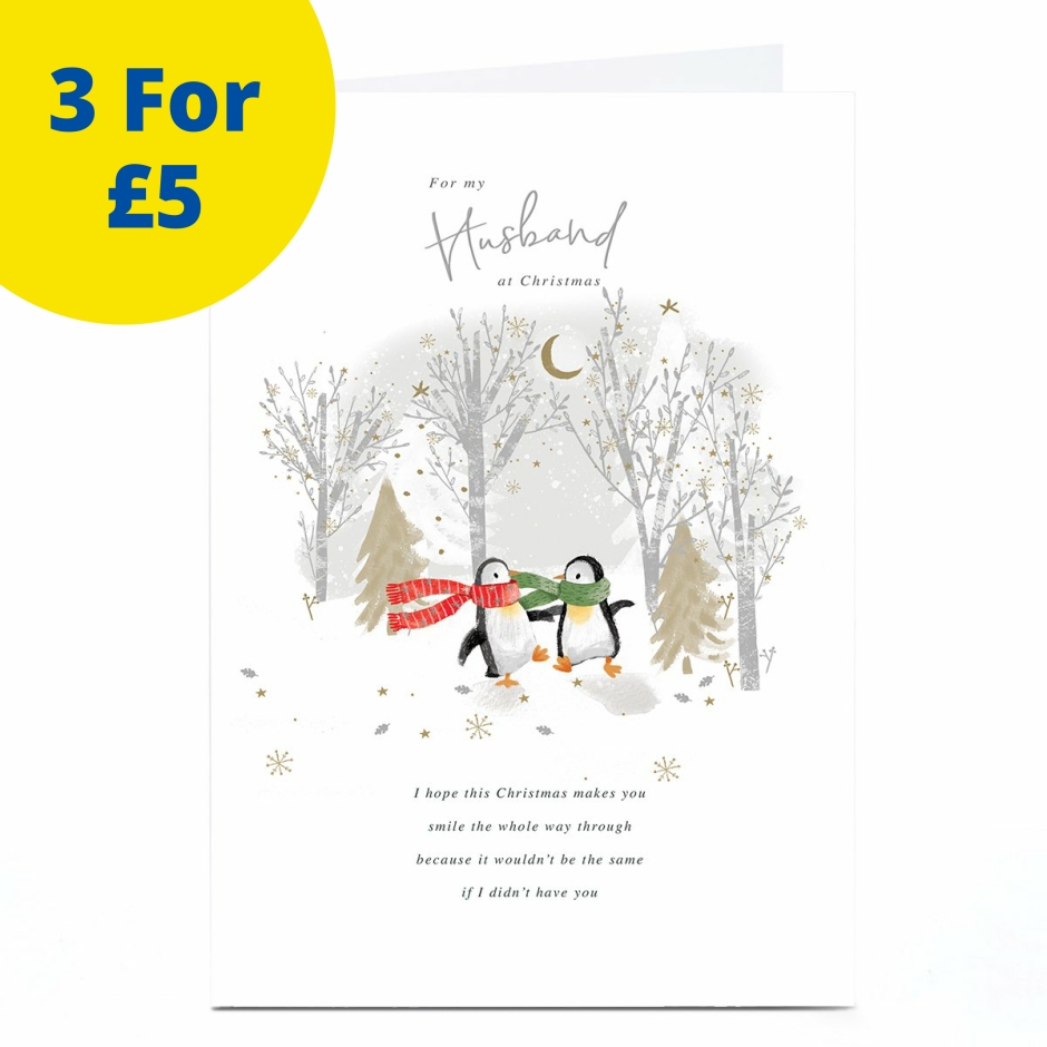 Image of Christmas Card - Penguin Couple in The Woods, Husband | Christmas Cards