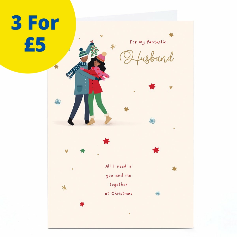Image of Christmas Card - Couple with Mistletoe, Husband | Christmas Cards
