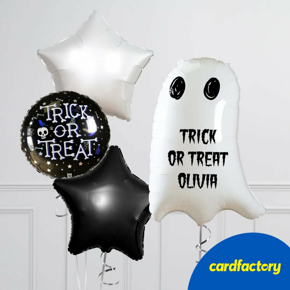 Image of Personalised Ghost Foil Bouquet - Delivered Inflated!