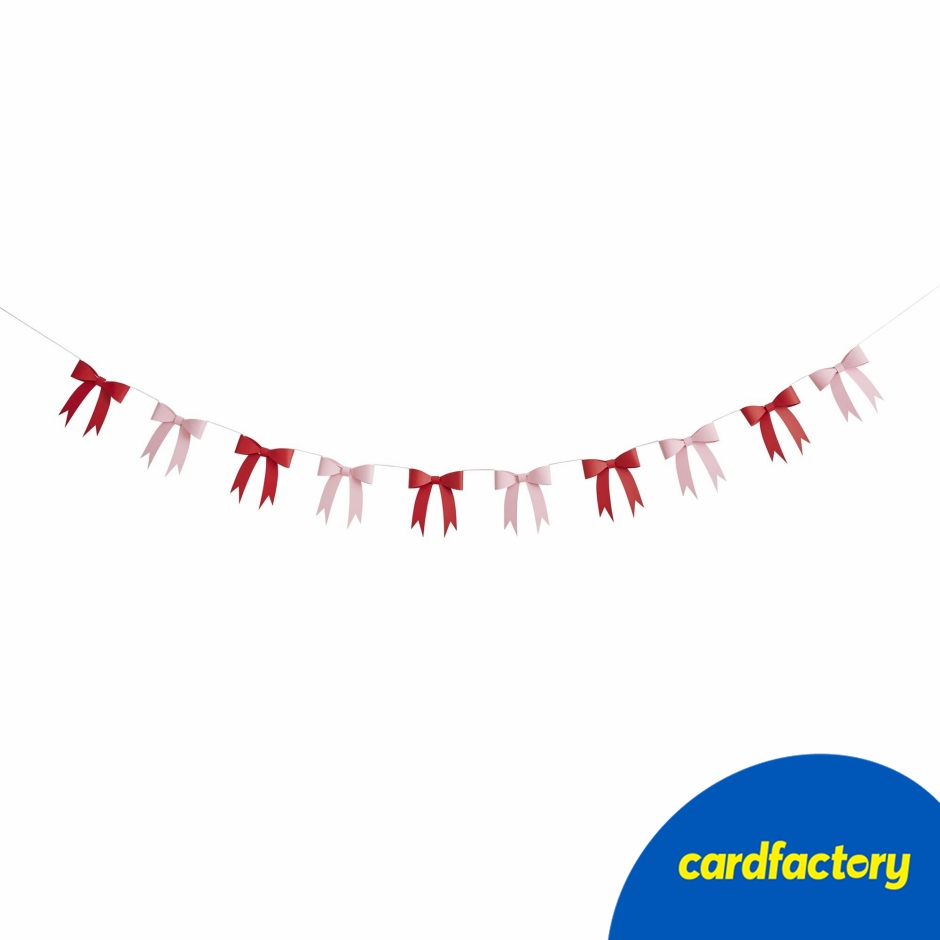 Image of Pink &amp; Red Bow 3D Card Garland 2.5m