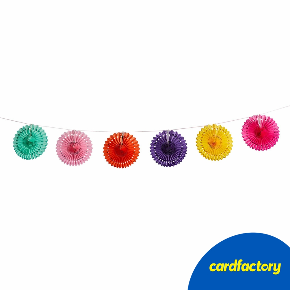 Image of Colourful Paper Fan Garland 2m
