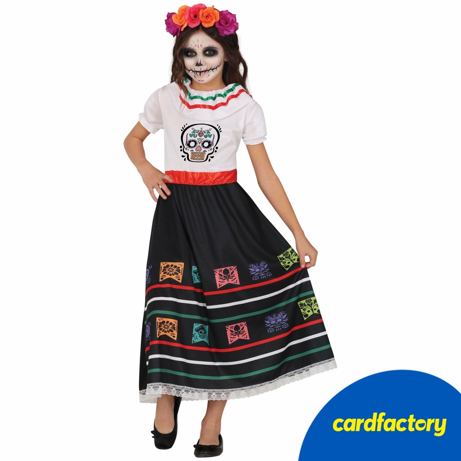 Image of Skull Catrina Children's Fancy Dress Costume