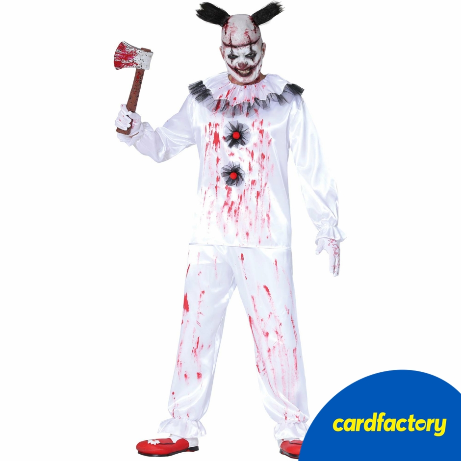 Image of White Killer Clown Adult Fancy Dress Costume (Large)
