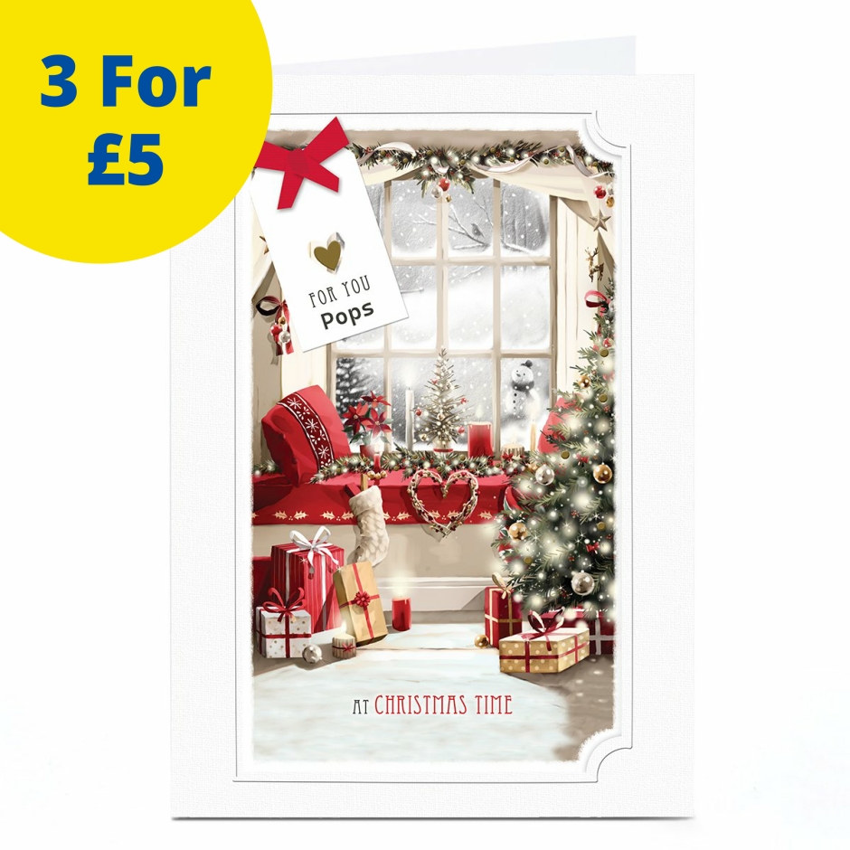 Image of Christmas Card - Festive Bay Window, Pops | UV Gloss Finish | Includes White Envelopes | Christmas Gifts | Cardfactory | Christmas Cards