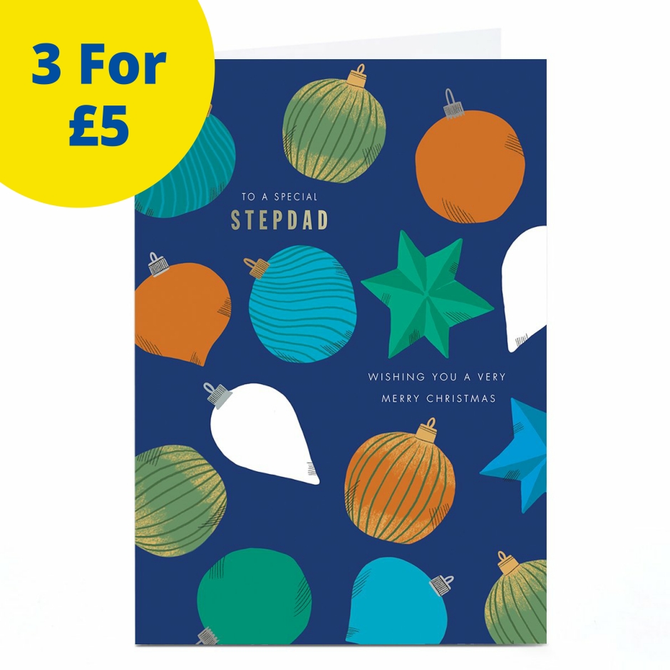Image of Christmas Card - Classic Baubles, Stepdad | Christmas Cards