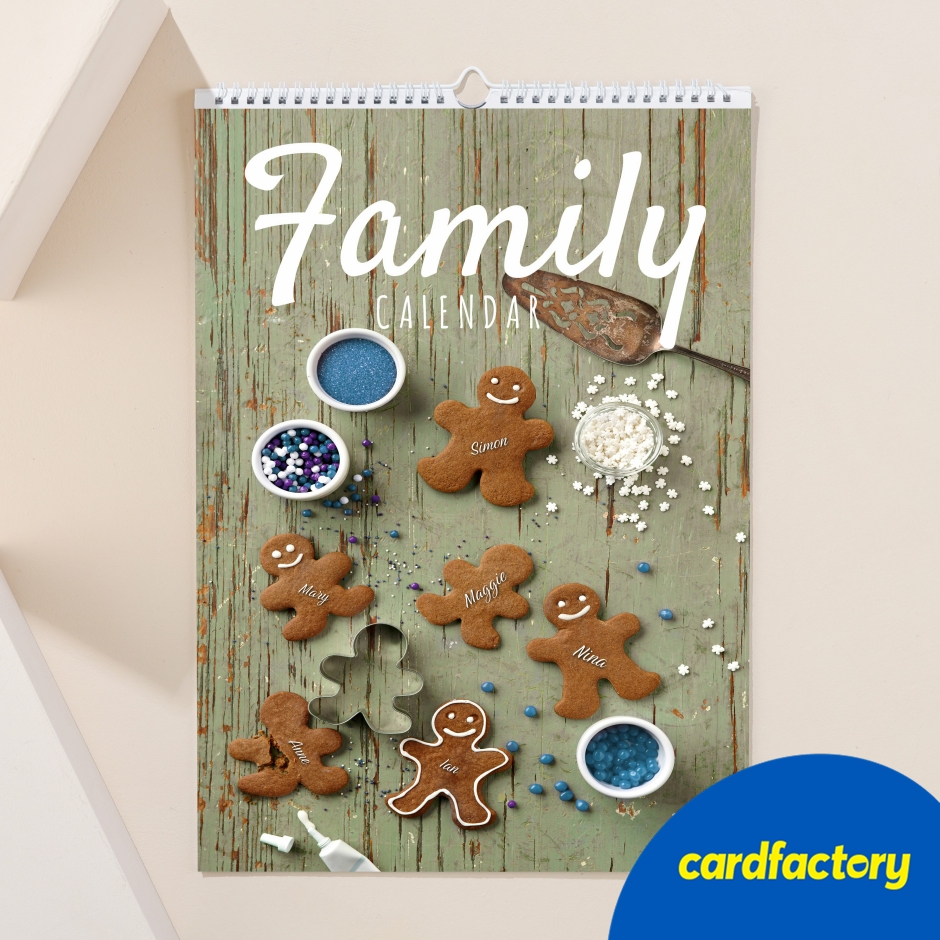 Image of Personalised Family Calendar Planner | Custom Name Wall Desk Organiser | Available in 3 Sizes | Perfect Gift Ideas For Families | Cardfactory