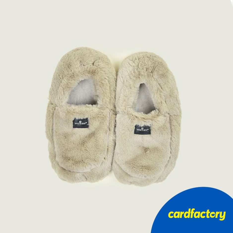 Image of Warmies Luxurious Microwavable Slippers - Latte