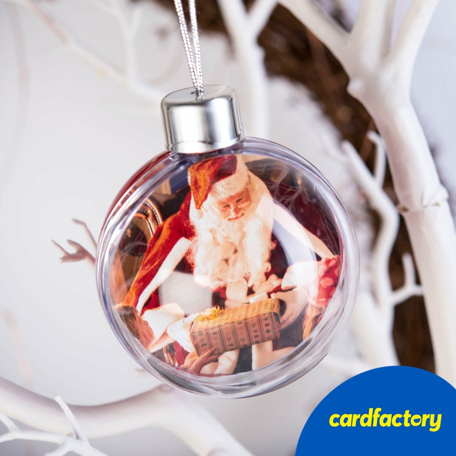 Image of Photo Bauble Christmas Decoration | Personalised Hanging Ornament | Add Your Own Photo | Includes Silver Thread | Bespoke Festive Gift Idea