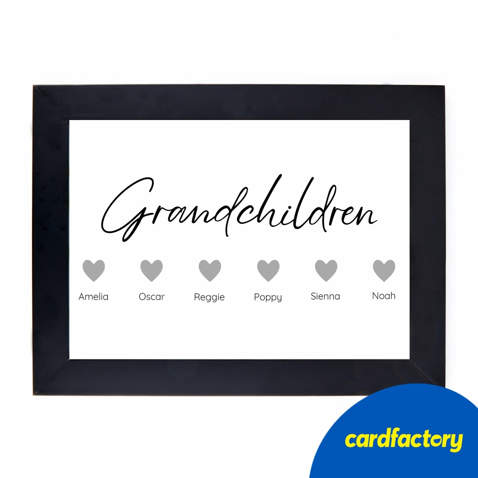 Image of Personalised Family Print - 6 Grandchildren Hearts