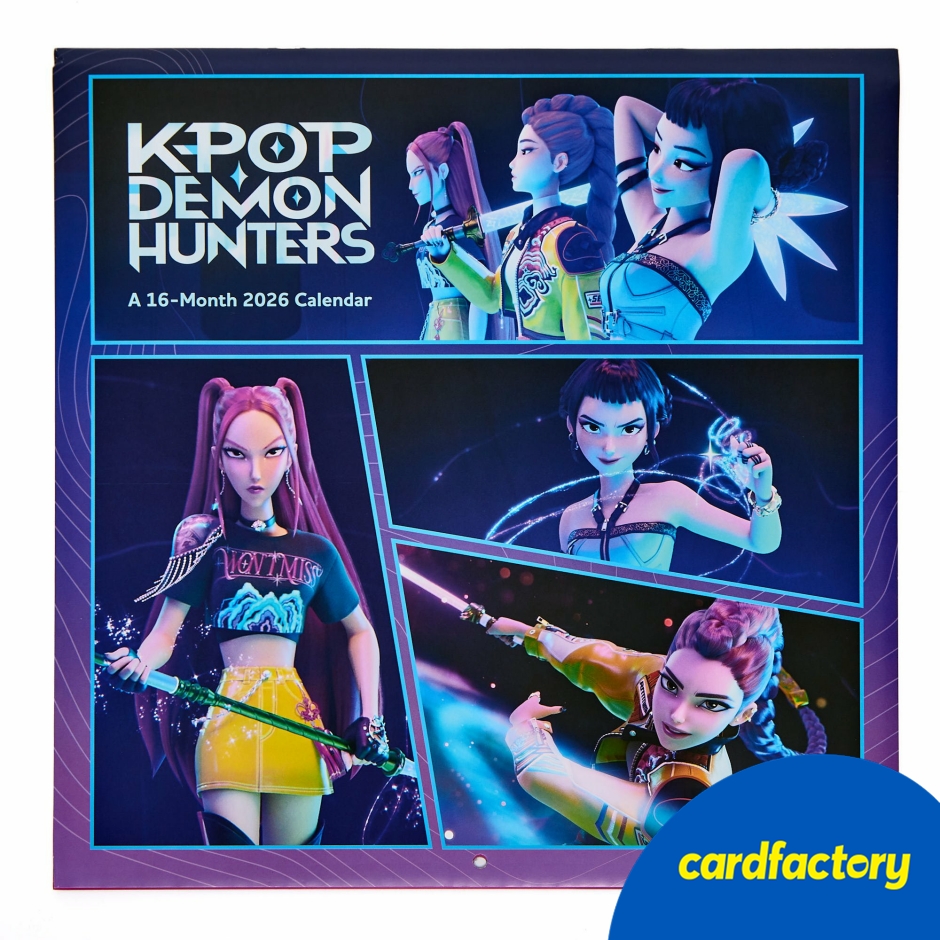 Image of K-Pop Demon Hunters 2026 Square Wall Calendar | 16 Month Edition | Bold Netflix Anime Artwork | 30cm x 30cm | Cardfactory