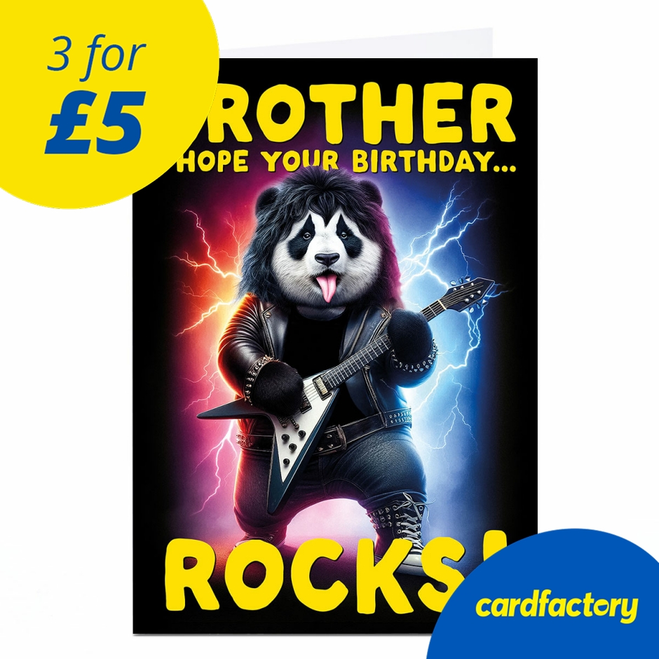 Image of Birthday Card - Hope Your Birthday Rocks Panda, Brother