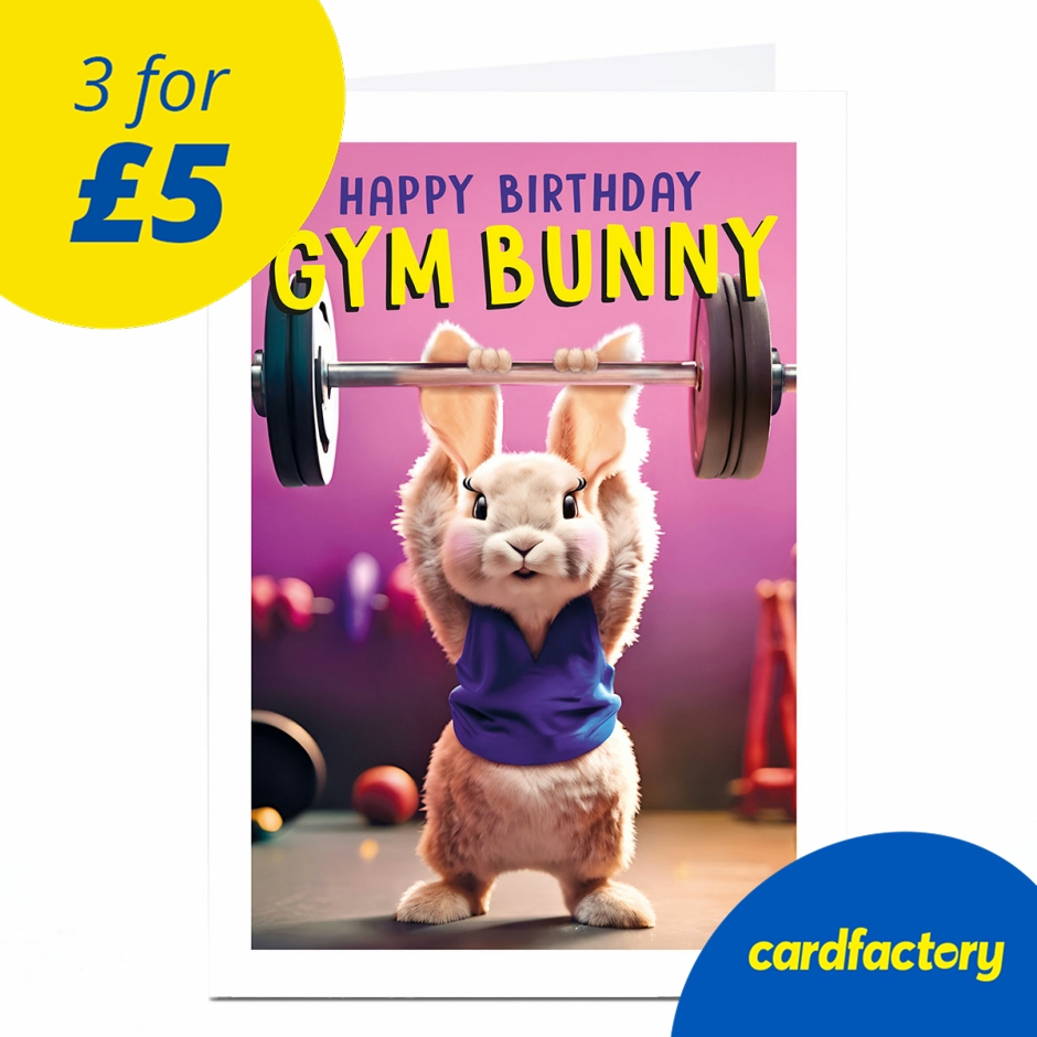 Image of Birthday Card - Gym Bunny