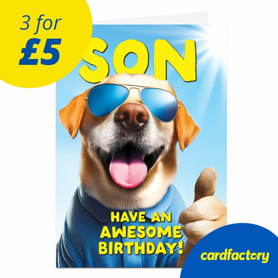 Image of Birthday Card - Dog Thumbs Up, Son