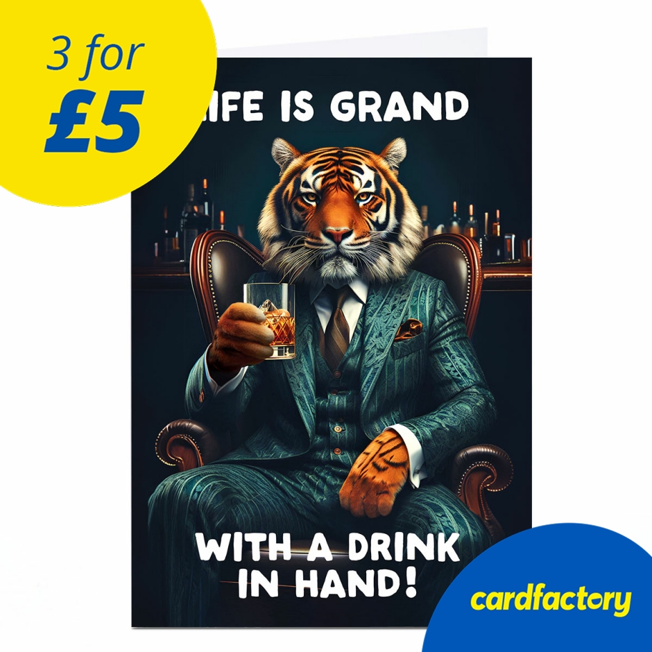 Image of Birthday Card - Life is Grand Dapper Tiger
