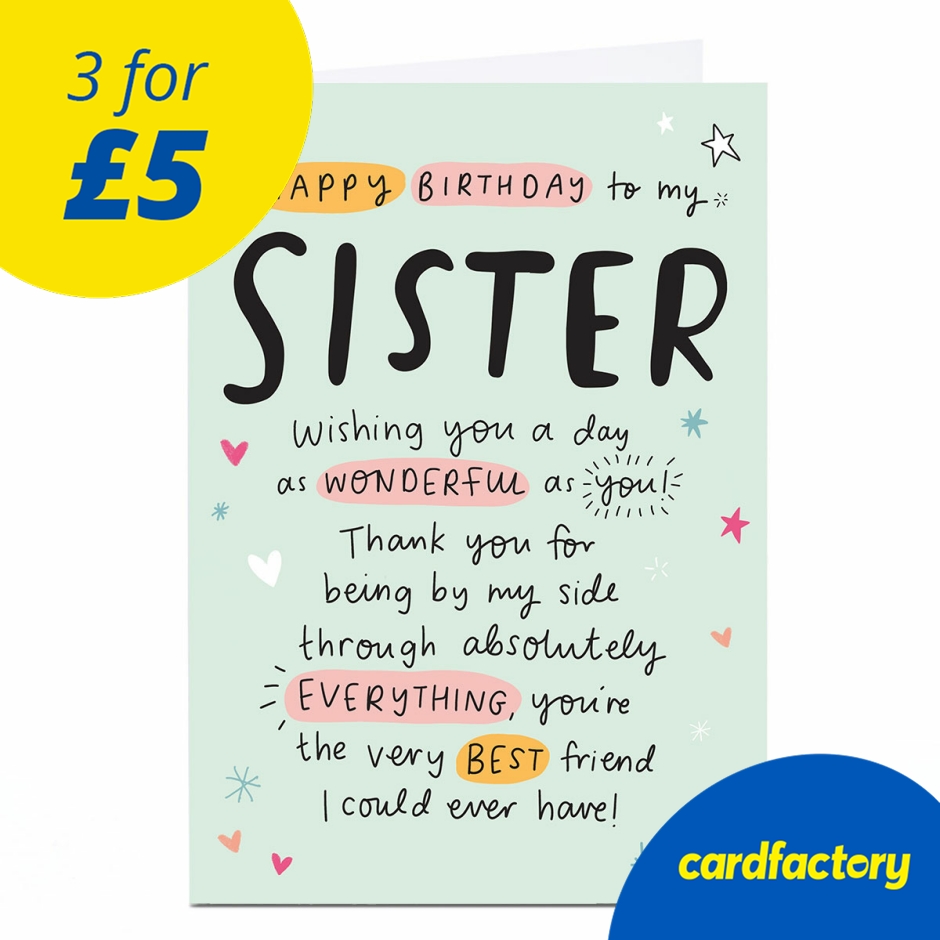 Image of Birthday Card - Very Best Friend, Sister