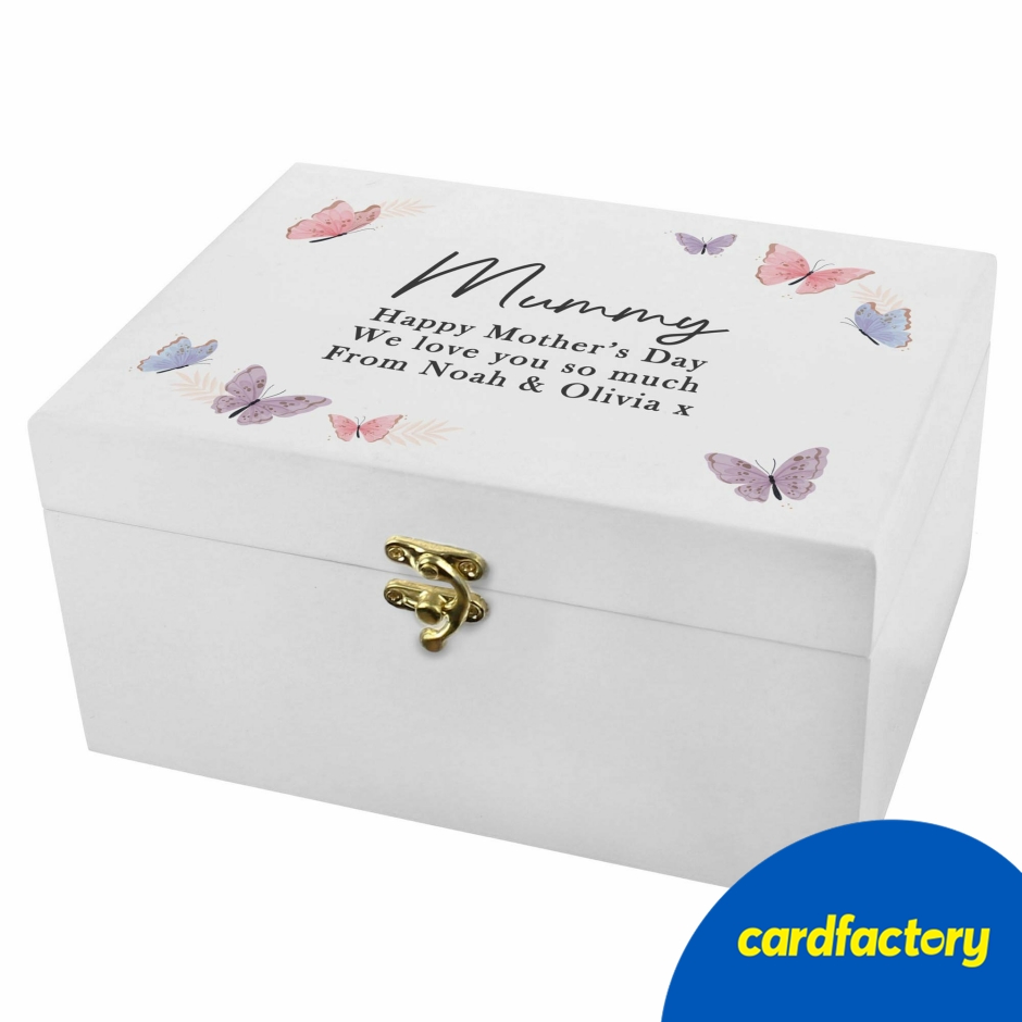 Image of Personalised Butterfly Wooden Keepsake Box