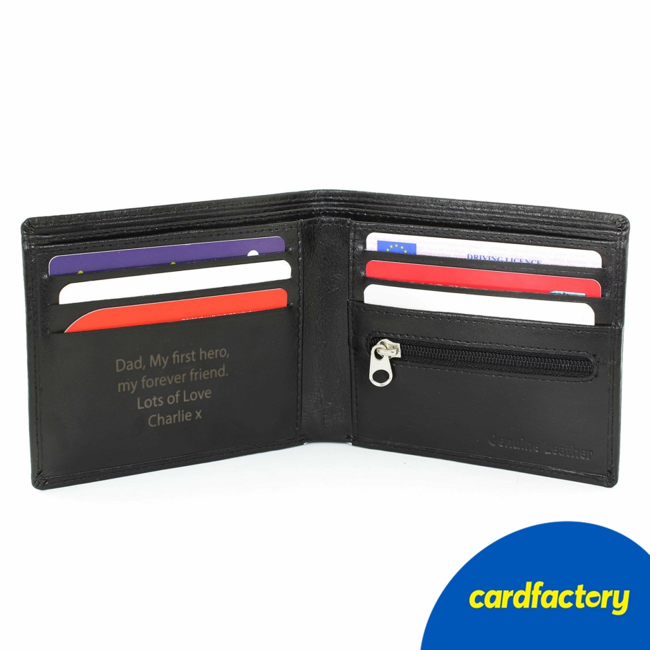 Image of Personalised Free Text Black Leather Wallet