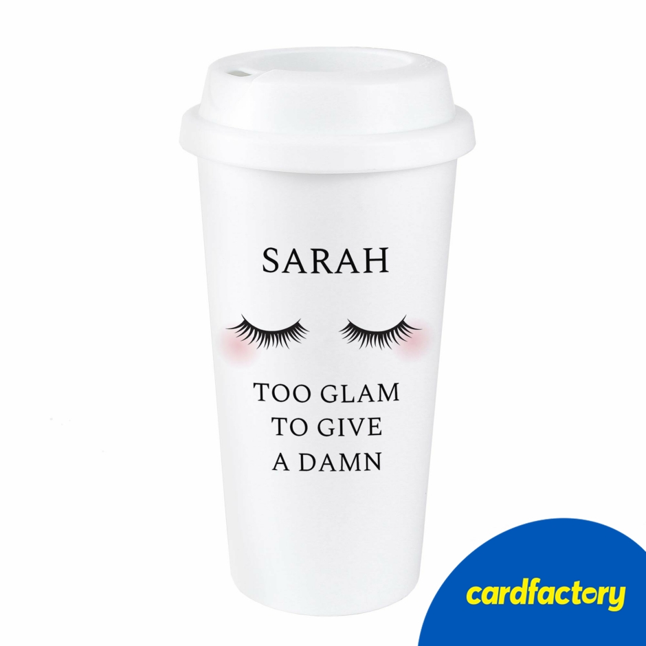 Image of Personalised Eyelashes Insulated Reusable Eco Travel Cup
