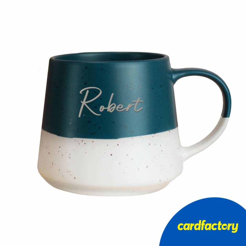 Image of Personalised Name Blue Speckled Ceramic Mug