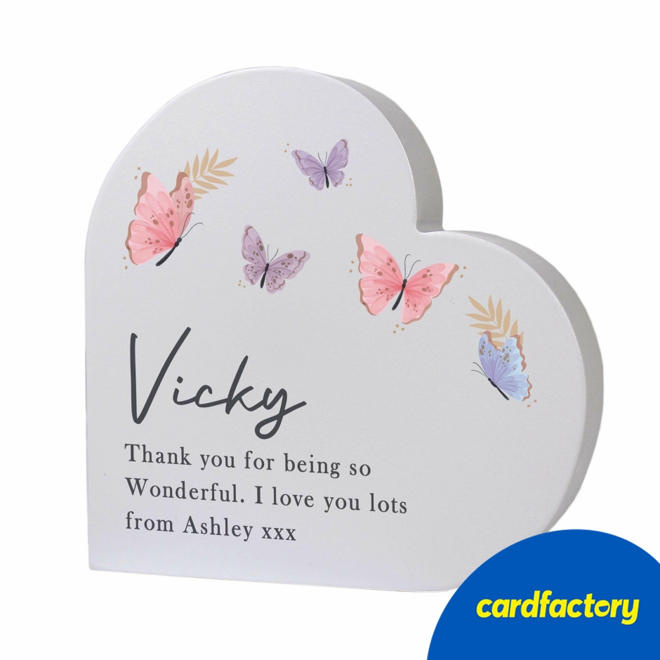 Image of Personalised Butterfly Grey Heart Ornament
