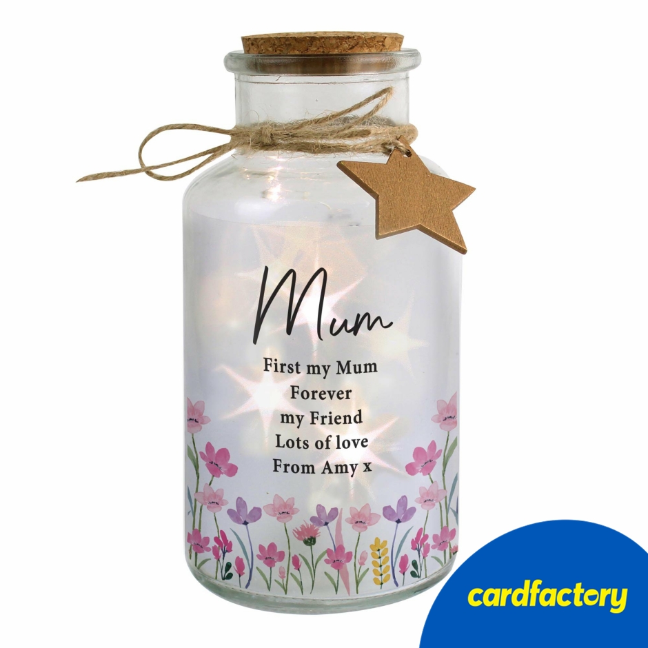 Image of Personalised Floral LED Light Up Jar