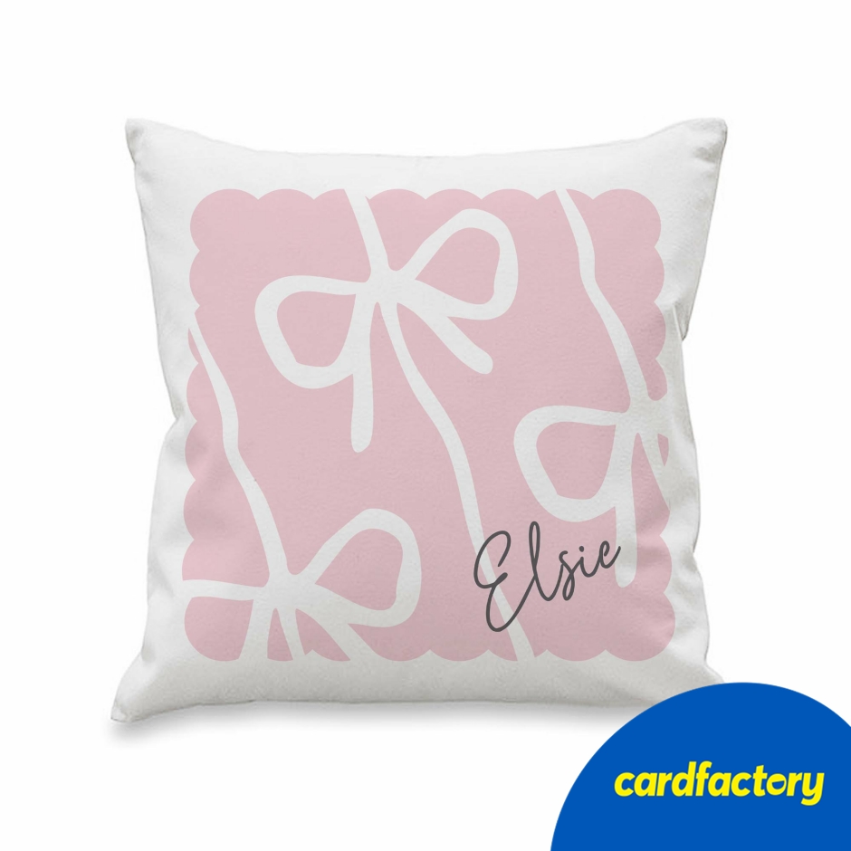 Image of Personalised Pink Bow Cushion