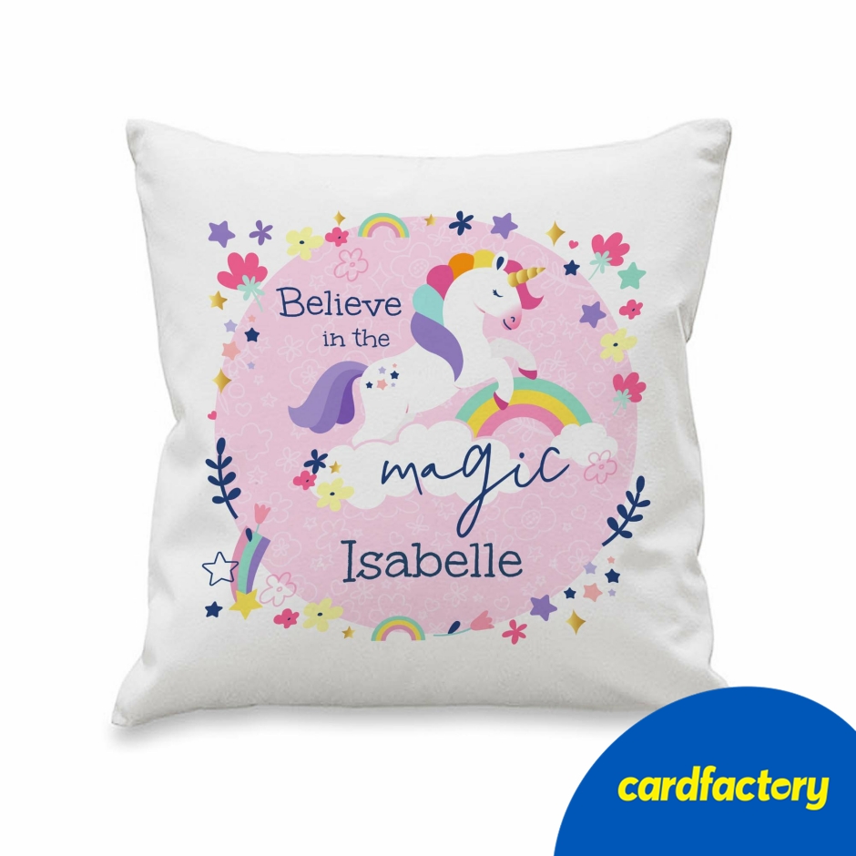 Image of Personalised Pink Unicorn Cushion