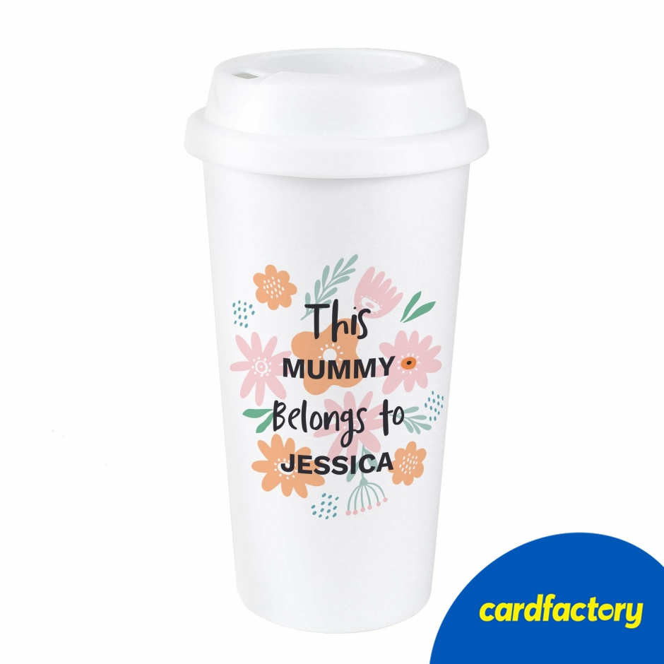 Image of Personalised Floral Travel Mug
