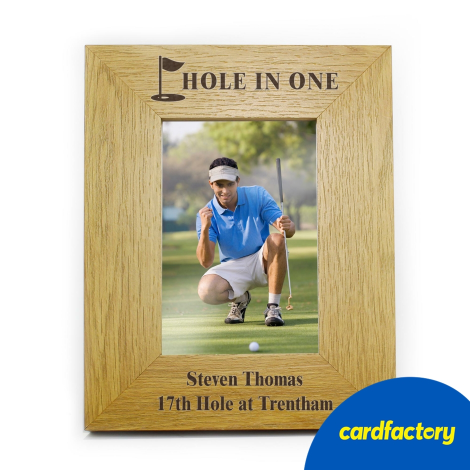 Image of Personalised Oak Finish 6x4 Golf Photo Frame