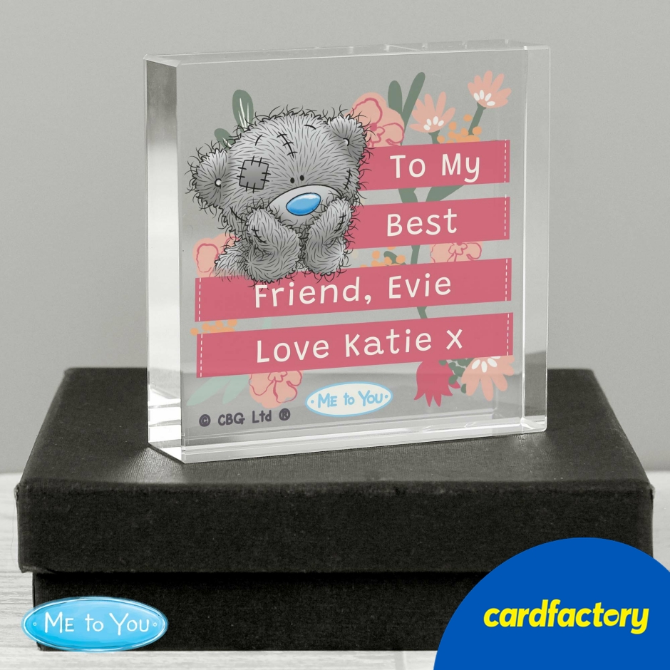 Image of Personalised Me To You Floral Crystal Token