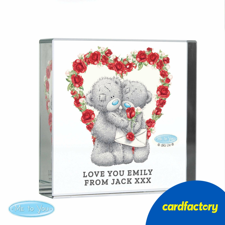Image of Personalised Me to You Rose Heart Crystal Token