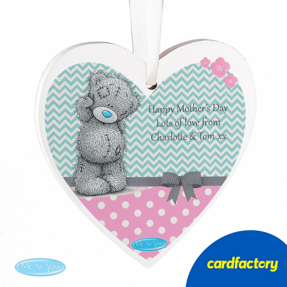 Image of Personalised Me To You Pastel Polka Dot for Her Wooden Heart Decoration