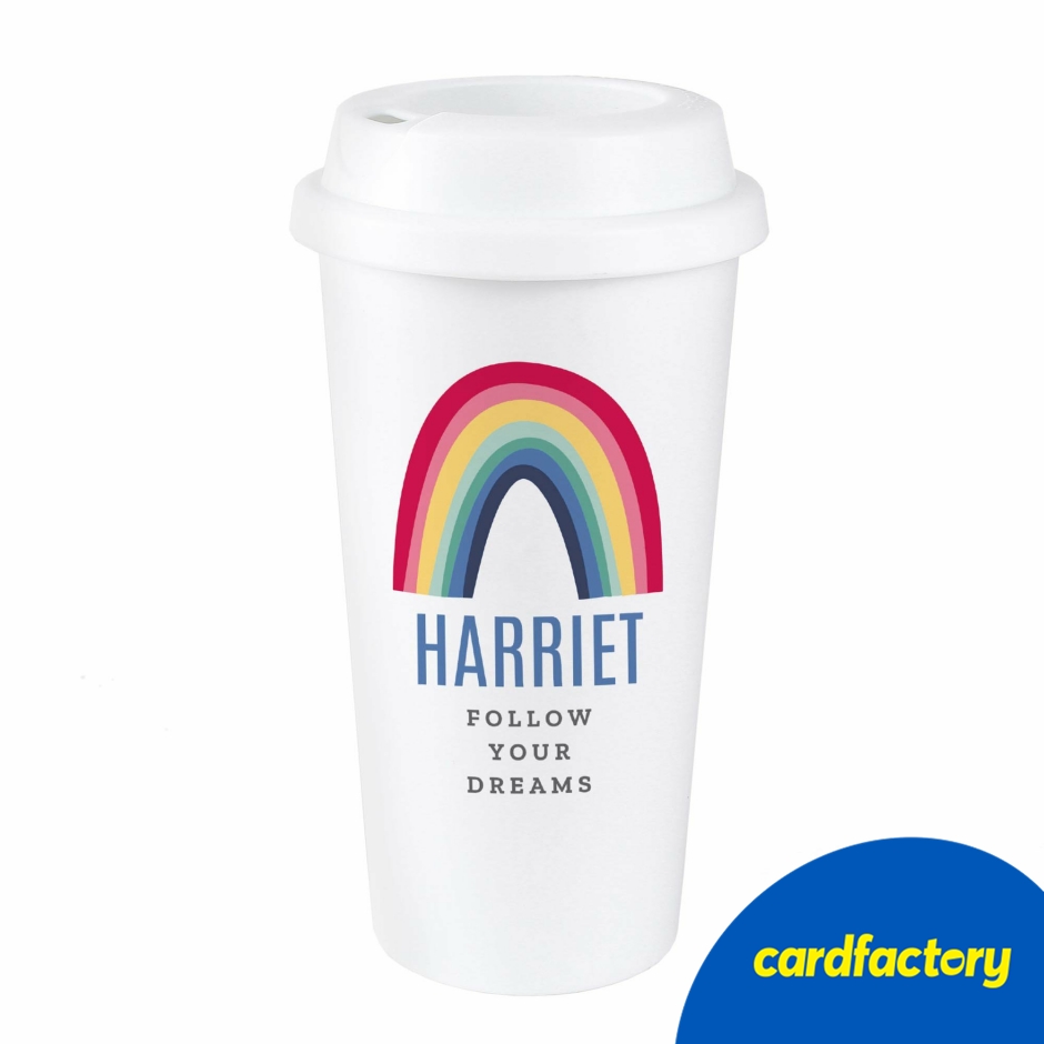 Image of Personalised Rainbow Insulated Reusable Eco Travel Cup