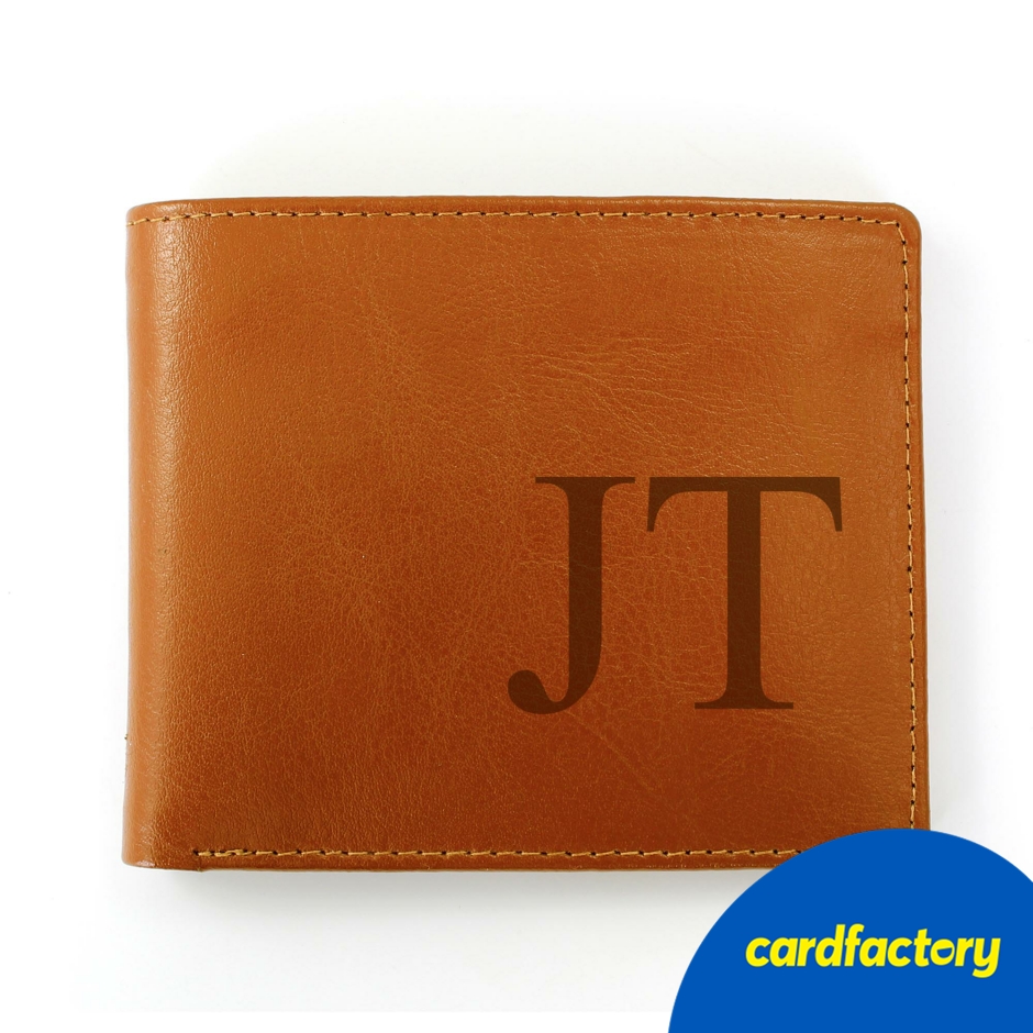 Image of Personalised Large Initials Tan Leather Wallet