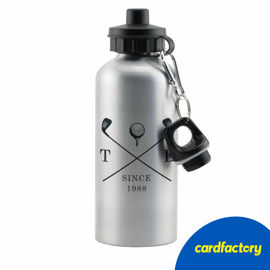 Image of Personalised Golf Clubs Silver Drinks Bottle