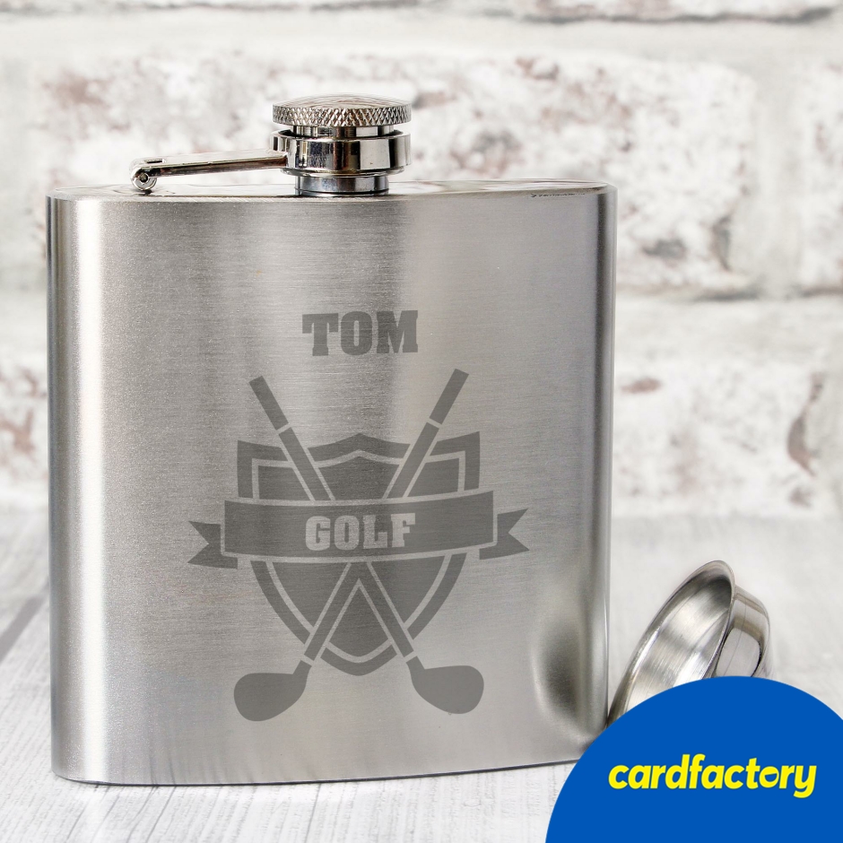 Image of Personalised Golf Crest Hip Flask