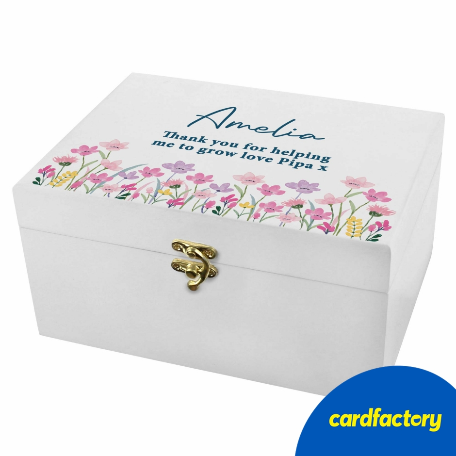 Image of Personalised Floral Wooden Keepsake Box