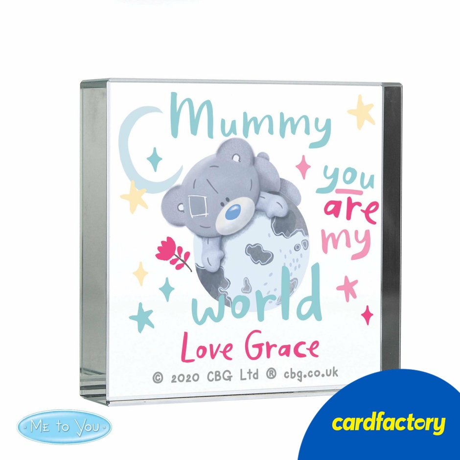 Image of Personalised You Are My World Me To You Crystal Token