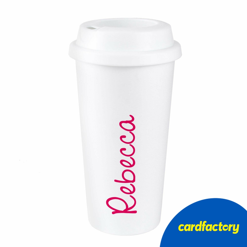 Image of Personalised Pink Name Insulated Reusable Eco Travel Cup