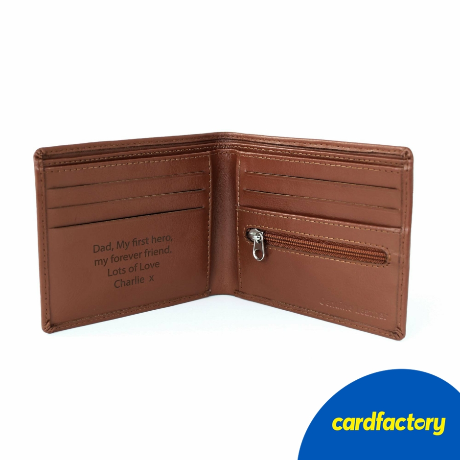 Image of Personalised Free Text Tan Leather Wallet