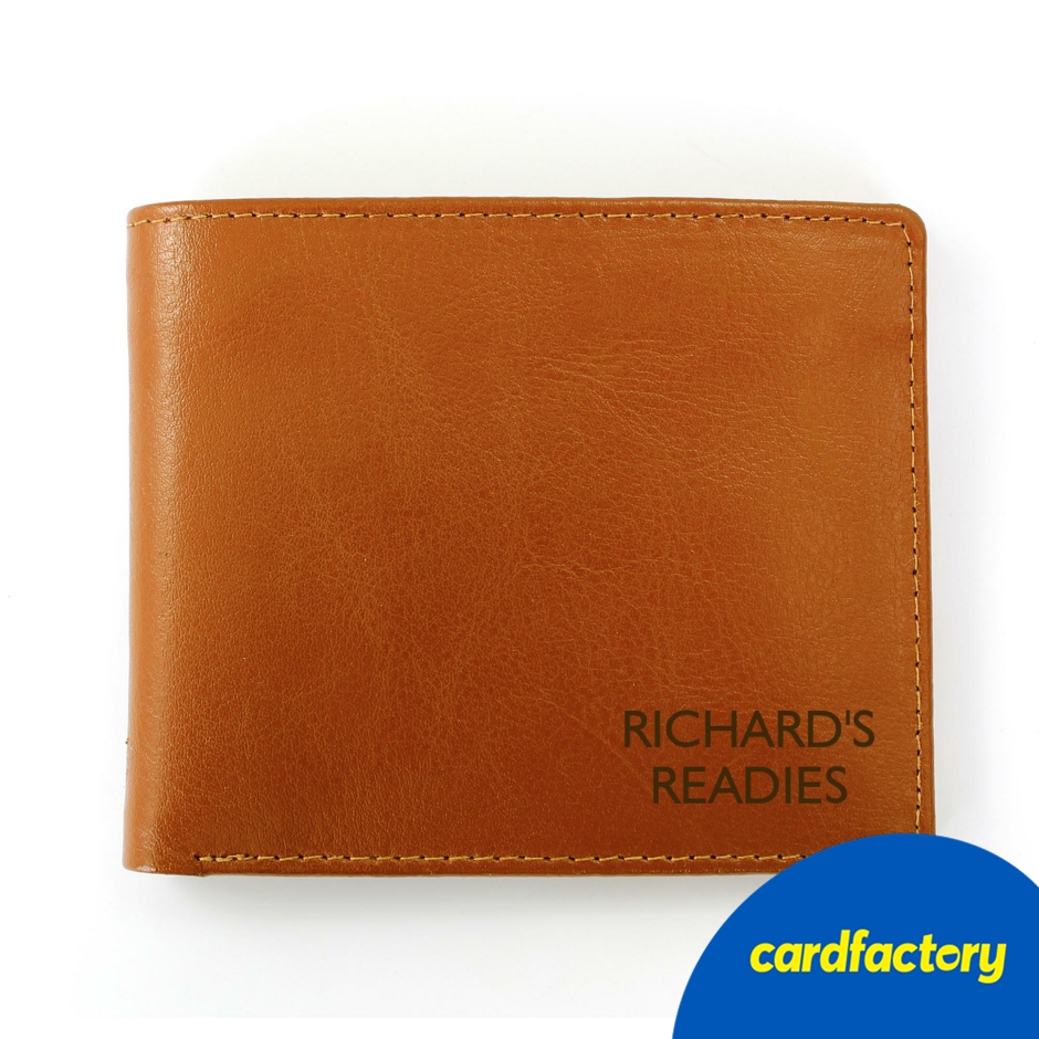 Image of Personalised Message Tan Leather Wallet