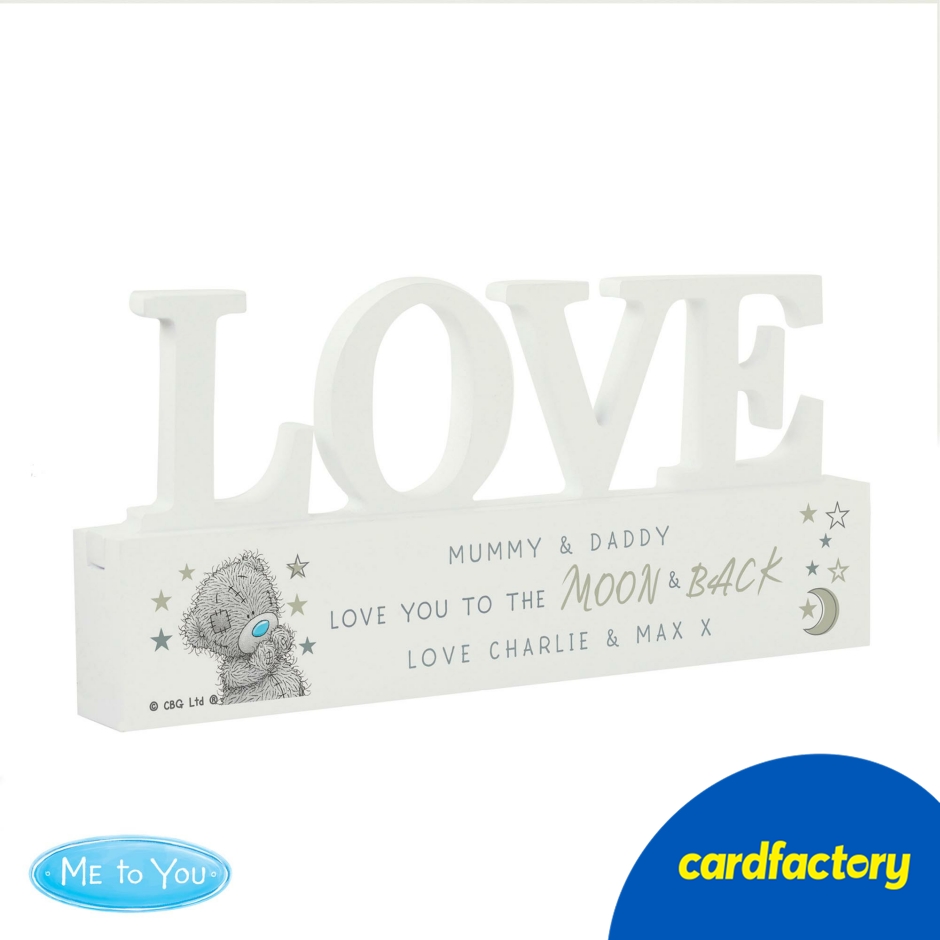 Image of Personalised Me To You Moon &amp; Back Wooden Love Ornament