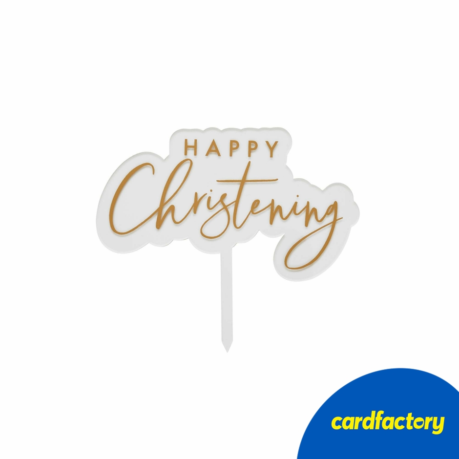 Image of Happy Christening Acrylic Cake Topper