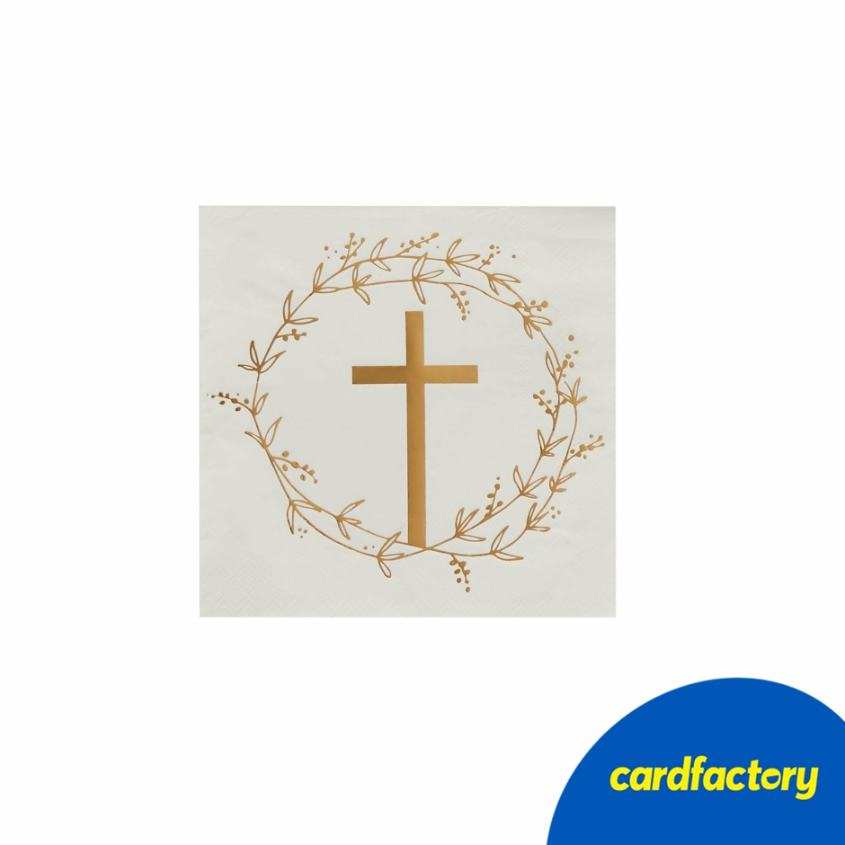 Image of Gold Cross Paper Napkins - Pack of 16