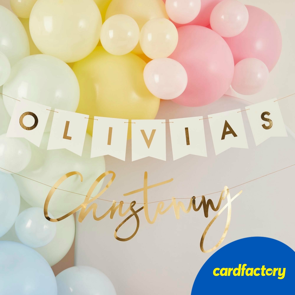 Image of Gold Christening Customisable Card Banner