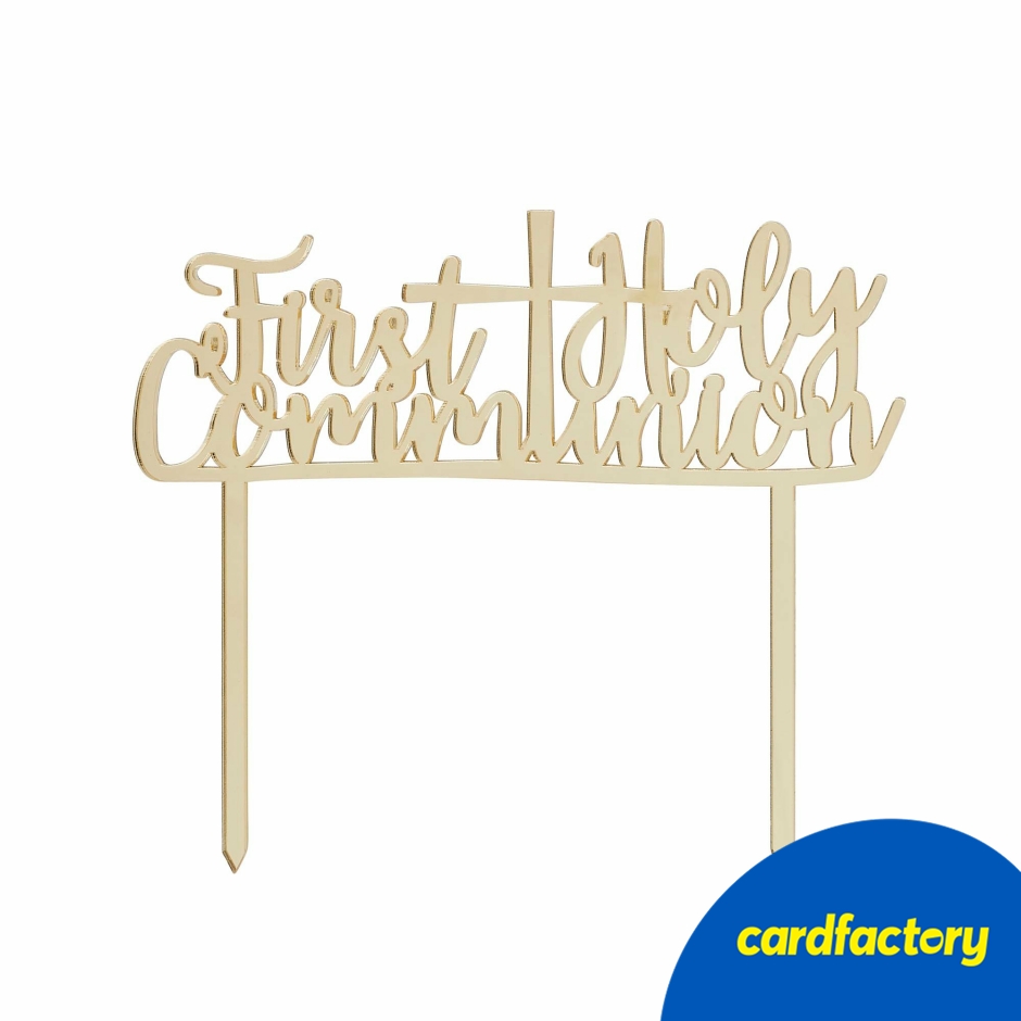 Image of Gold First Holy Communion Acrylic Cake Topper