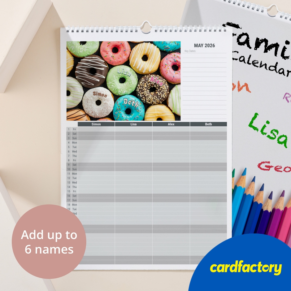 Image of Personalised A3 Planner Calendar - Our Family 2025-2026 Edition | Humorous Gift | Custom Name | Desk &amp; Wall Sizes | Fun &amp; Quirky Monthly Designs for Seniors